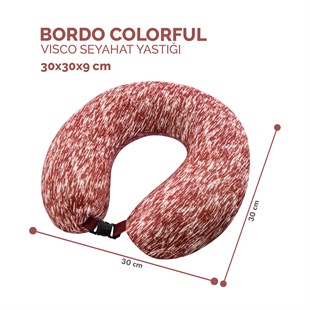 Bordo Colorful Visco Seyahat Yastığı